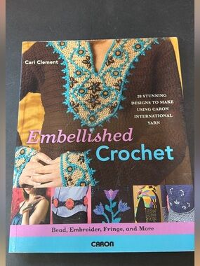 Carbon Embellished Crochet Patterns in Brown & Turquoise Accents